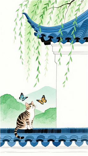 诗意江南水彩插画绘画作品图片